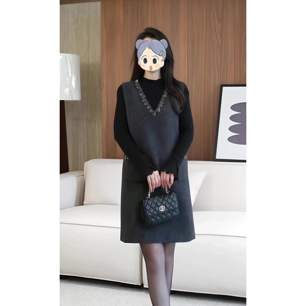 法式轻奢时尚小香风无袖连衣裙女秋冬新款高级感名媛轻熟风背心裙