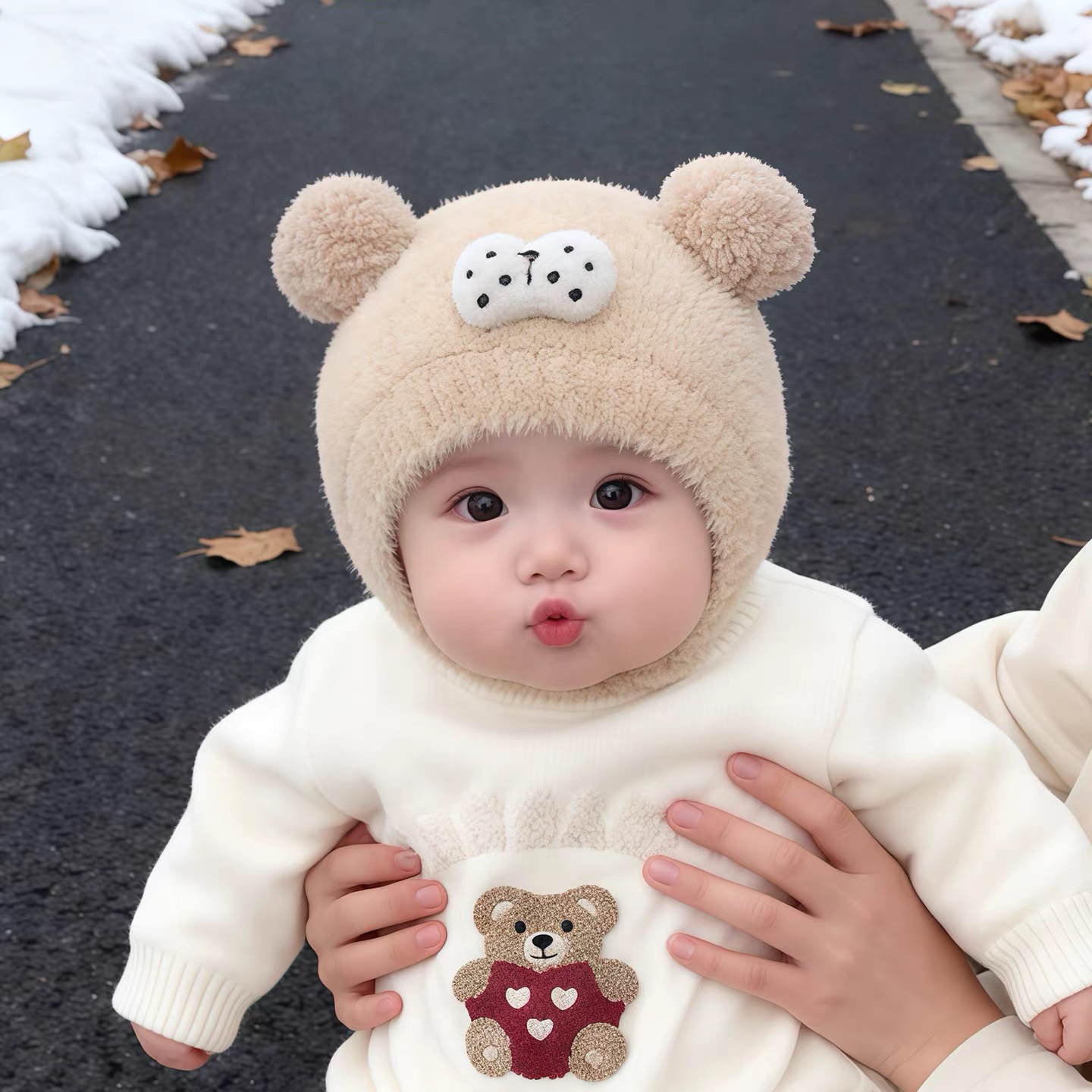 宝宝毛绒帽韩版ins洋气针织帽男女童套头毛线帽小月龄秋冬护耳帽