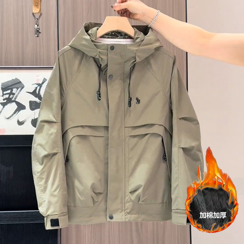 防寒棉服男款冬季宽松冲锋衣2025秋冬季保暖百搭连帽二棉夹克外套