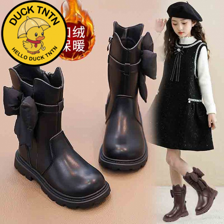 新款靴子长筒靴短靴冬季童鞋马丁靴爆款袜靴小黄鸭品牌女童中男童