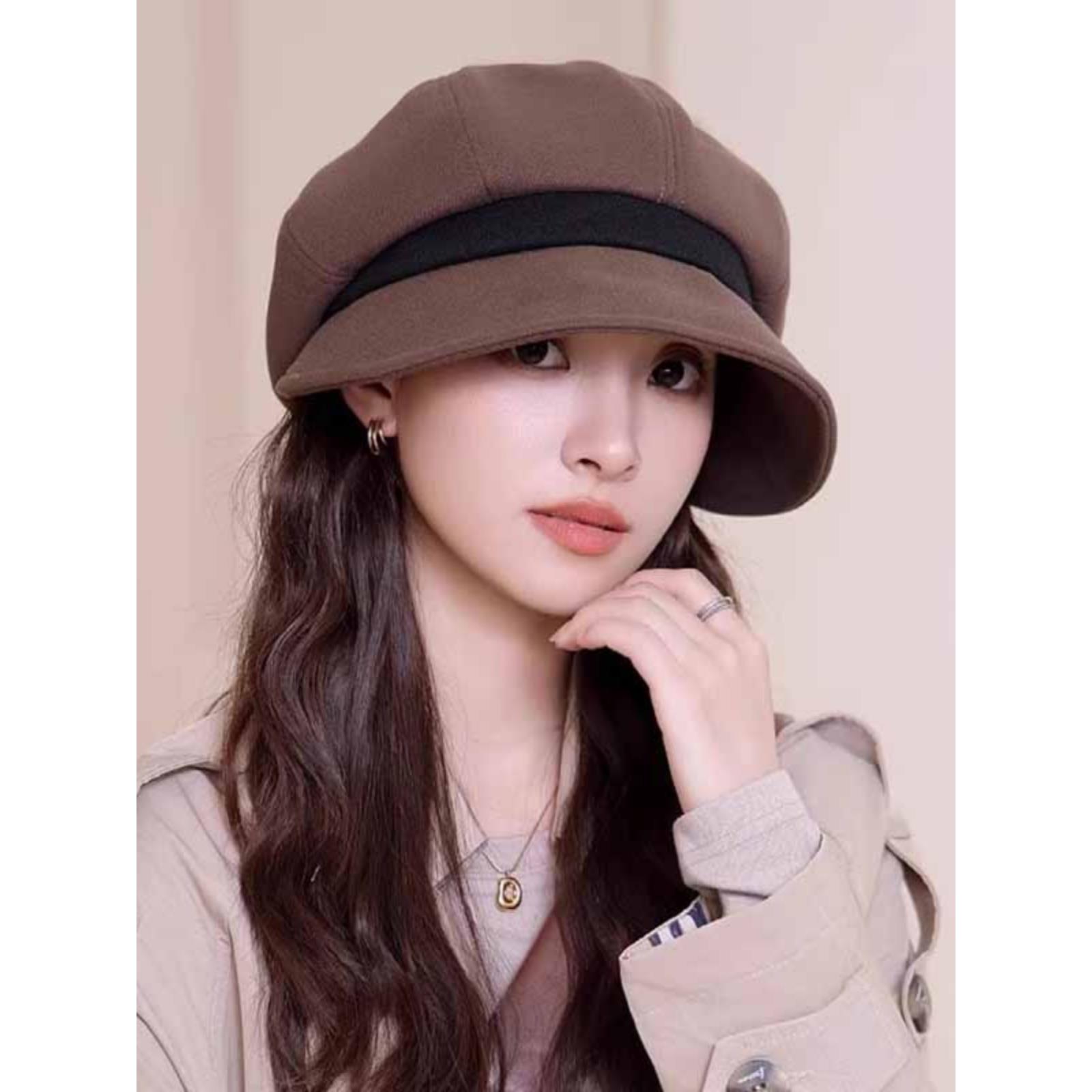 范哲萨帽子女性秋冬容易匹配大头妈妈渔夫帽新贝雷帽温暖的八角帽