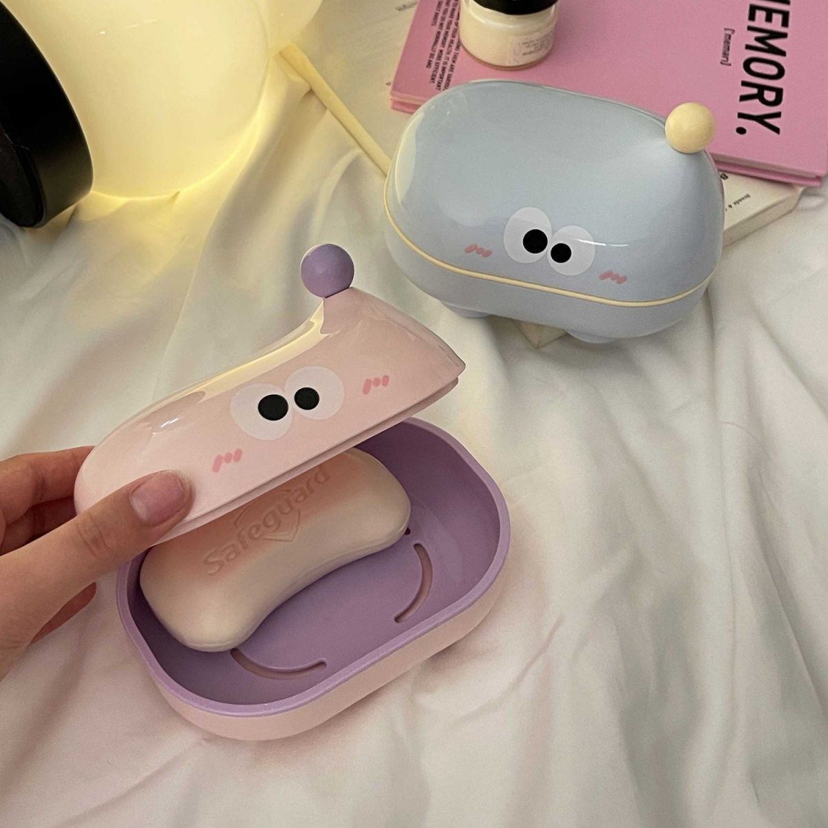 可爱双层免打孔肥皂盒子壁挂式架沥水家用宿舍卫生间香皂盒置物L