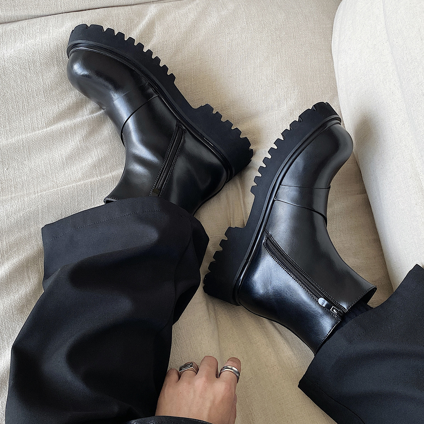 26710英伦风拉链切尔西靴短靴马丁靴男士黑色靴子单靴筒靴时尚