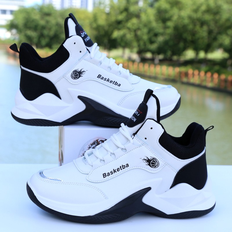 秋冬新款篮球鞋增高男鞋耐磨防滑学生跑步鞋防水皮面高帮运动鞋