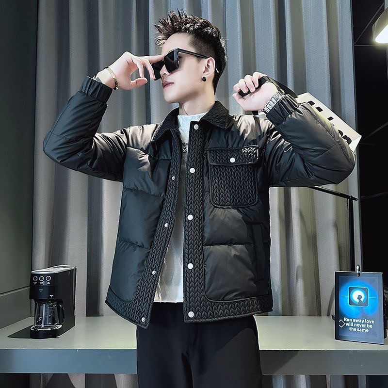 设计感麦穗拼接棉衣男款冬季潮流加厚棉服男外套痞帅男装2025新款