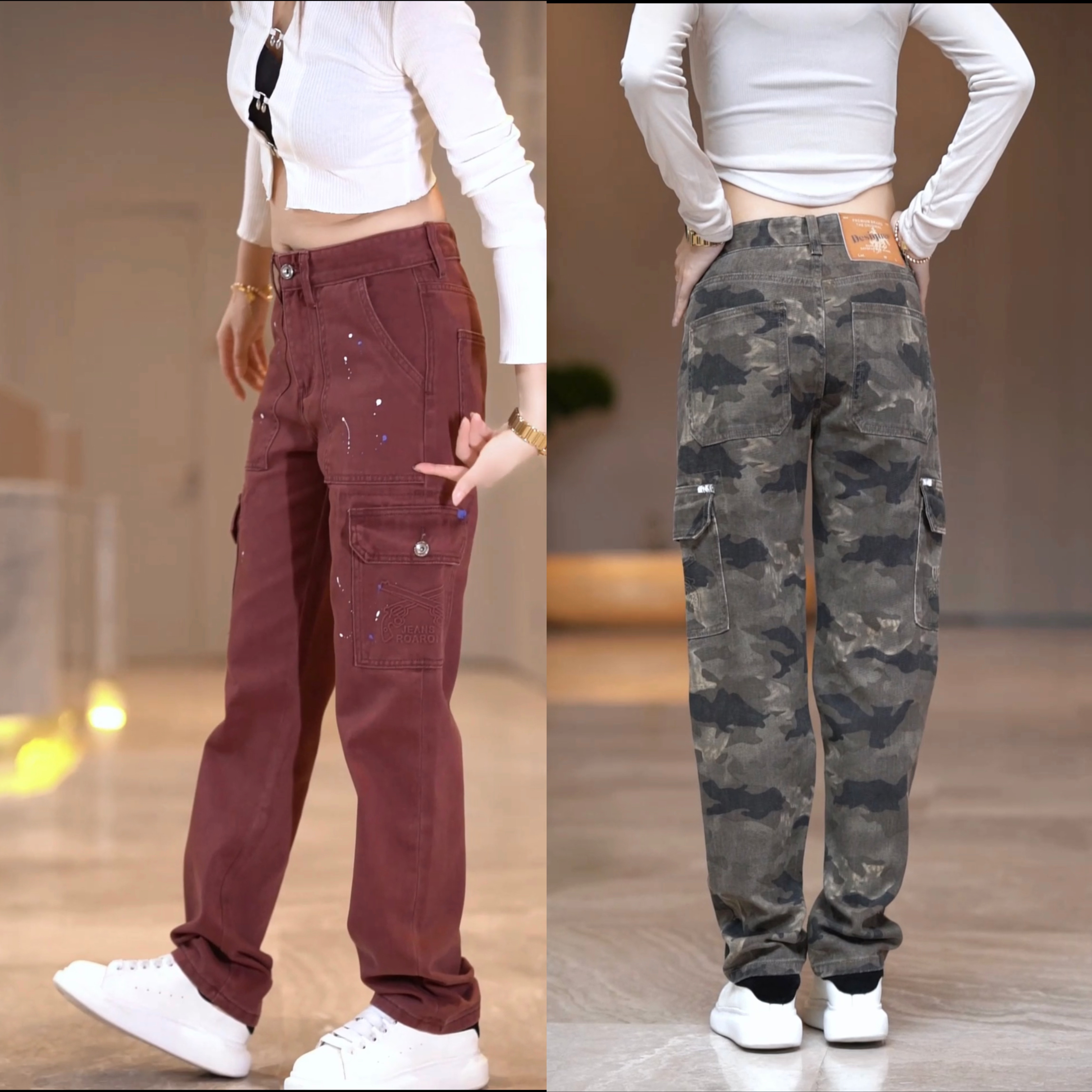 纯棉工装休闲裤男2025新款简约潮牌百搭多口袋直筒男女同款工装裤