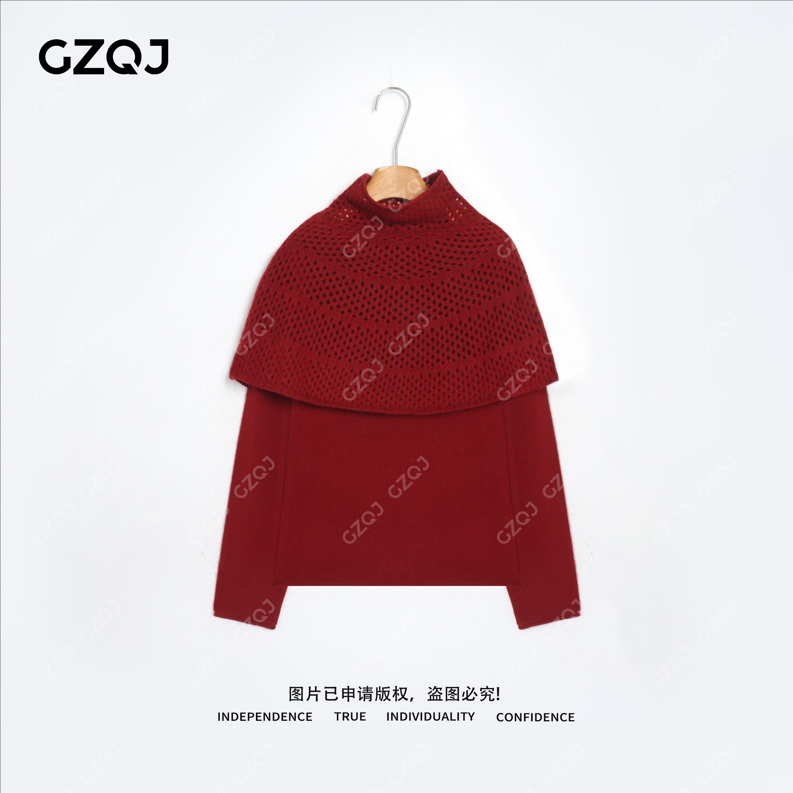 老琴私服【暮冬酒渍】绵羊毛兔毛设计感斗篷毛衣针织衫女冬季6230