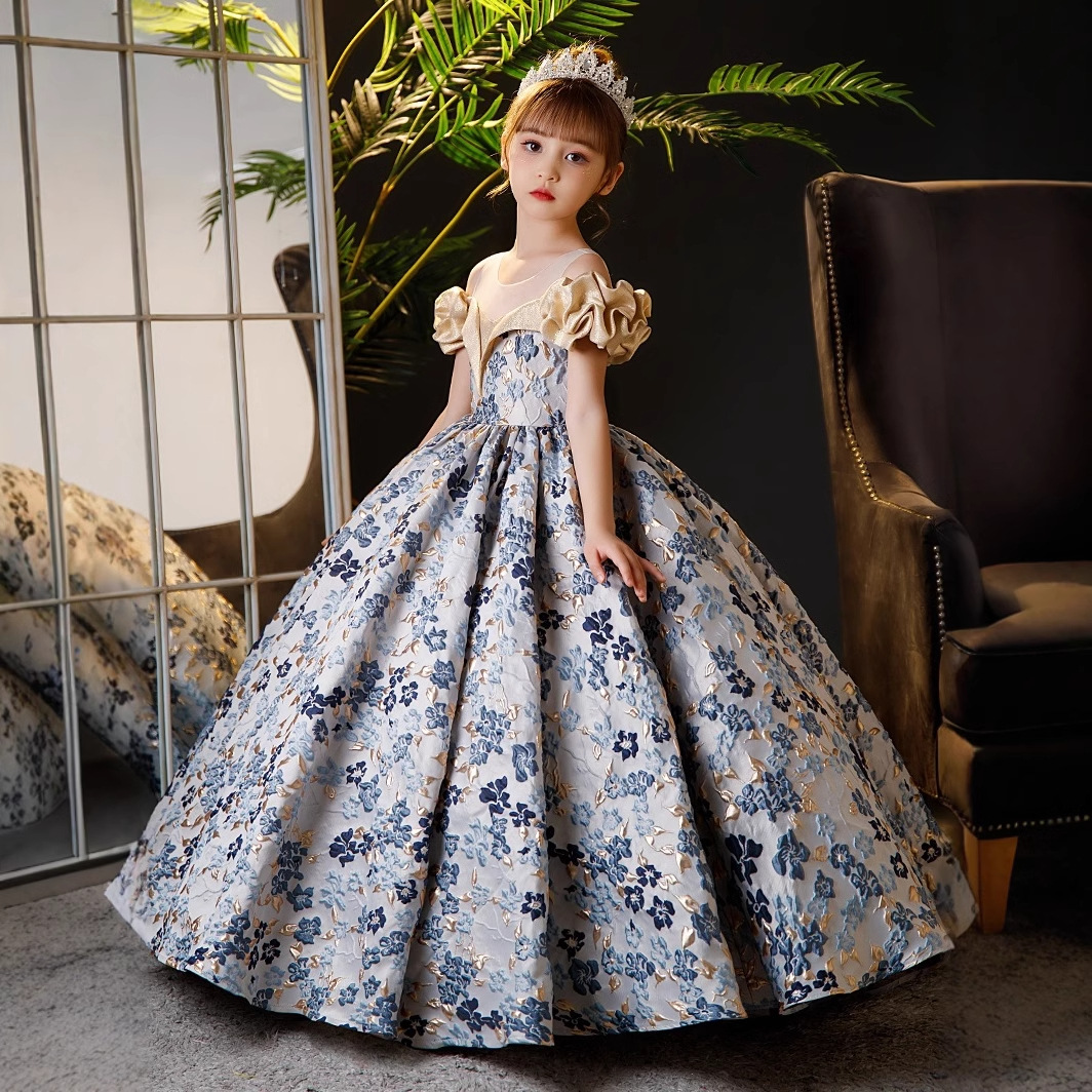 女童礼服公主裙奢华亮片重工高端儿童主持人礼服走秀洋气钢琴表演