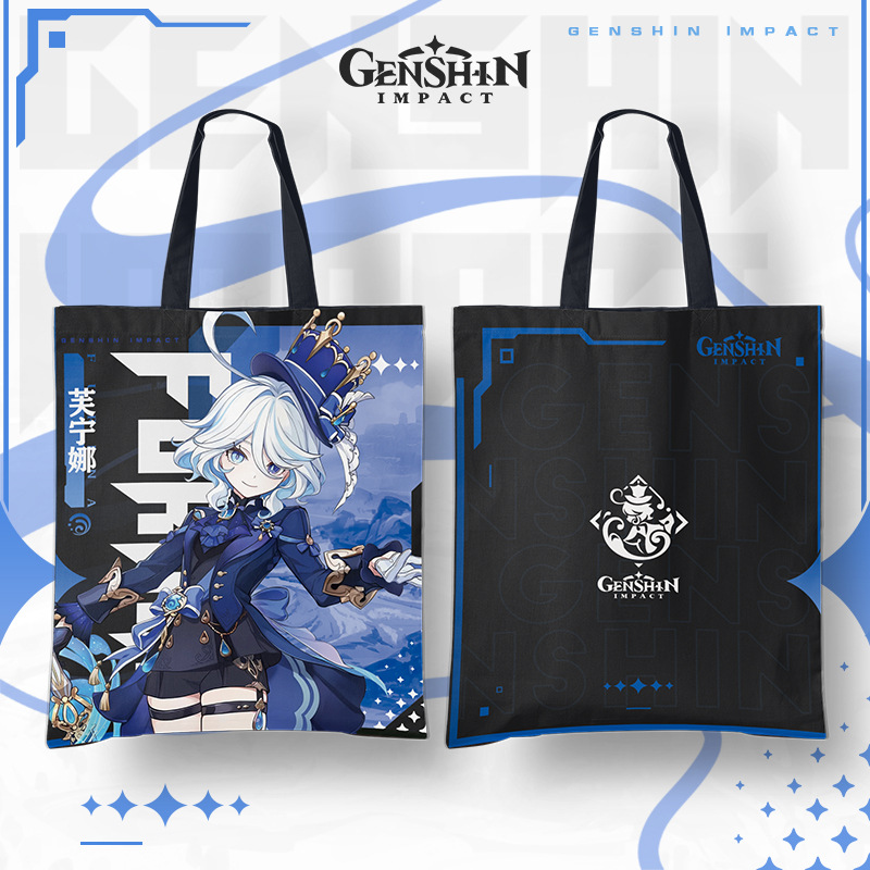 原0神帆布包袋加厚芙宁娜胡桃甘雨八重神子动漫背包帆布包学生