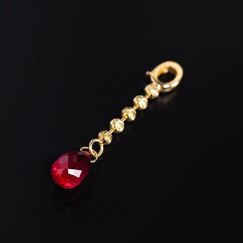 镀18k红色锆石提溜吊坠扣头气质猫眼延长链diy颈链小滴溜开口配件