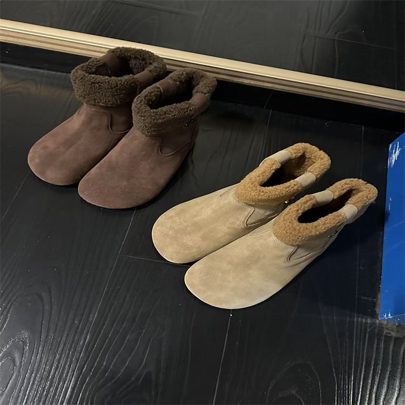 加绒防滑短筒保暖冬季时尚复古厚底短靴雪地靴女