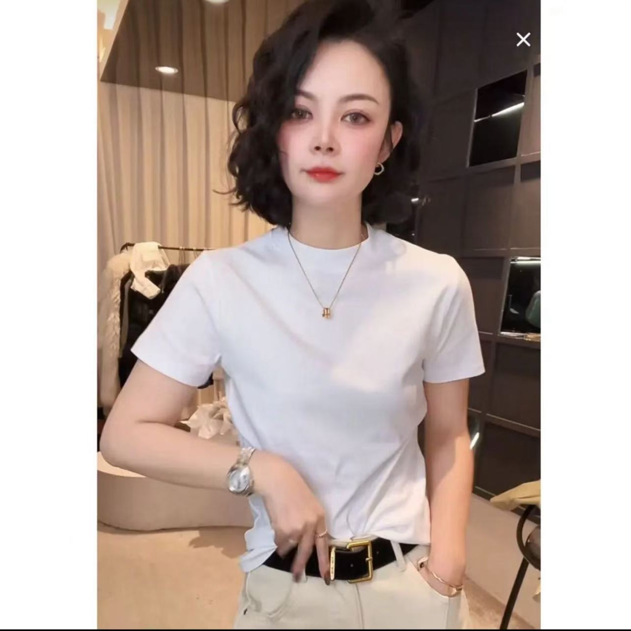 早秋新款素色女士休闲打底宽松时尚减龄圆领薄款半袖大码百搭T恤