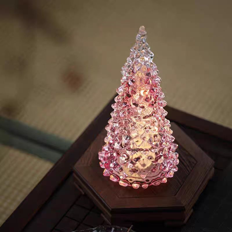 水晶圣诞树装饰摆件LED小夜灯