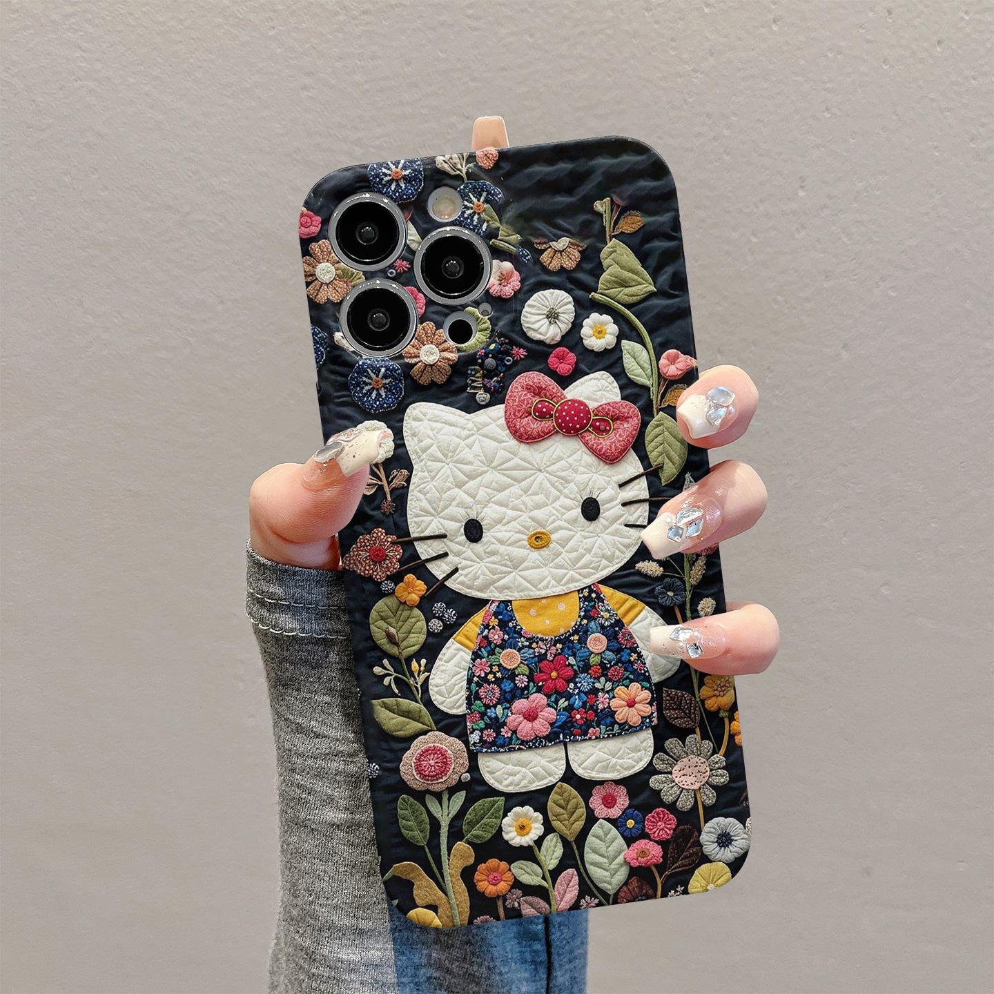 GGBond小众花朵KT猫适用苹果17/16菲林硬手机壳华为vivoppo小米15