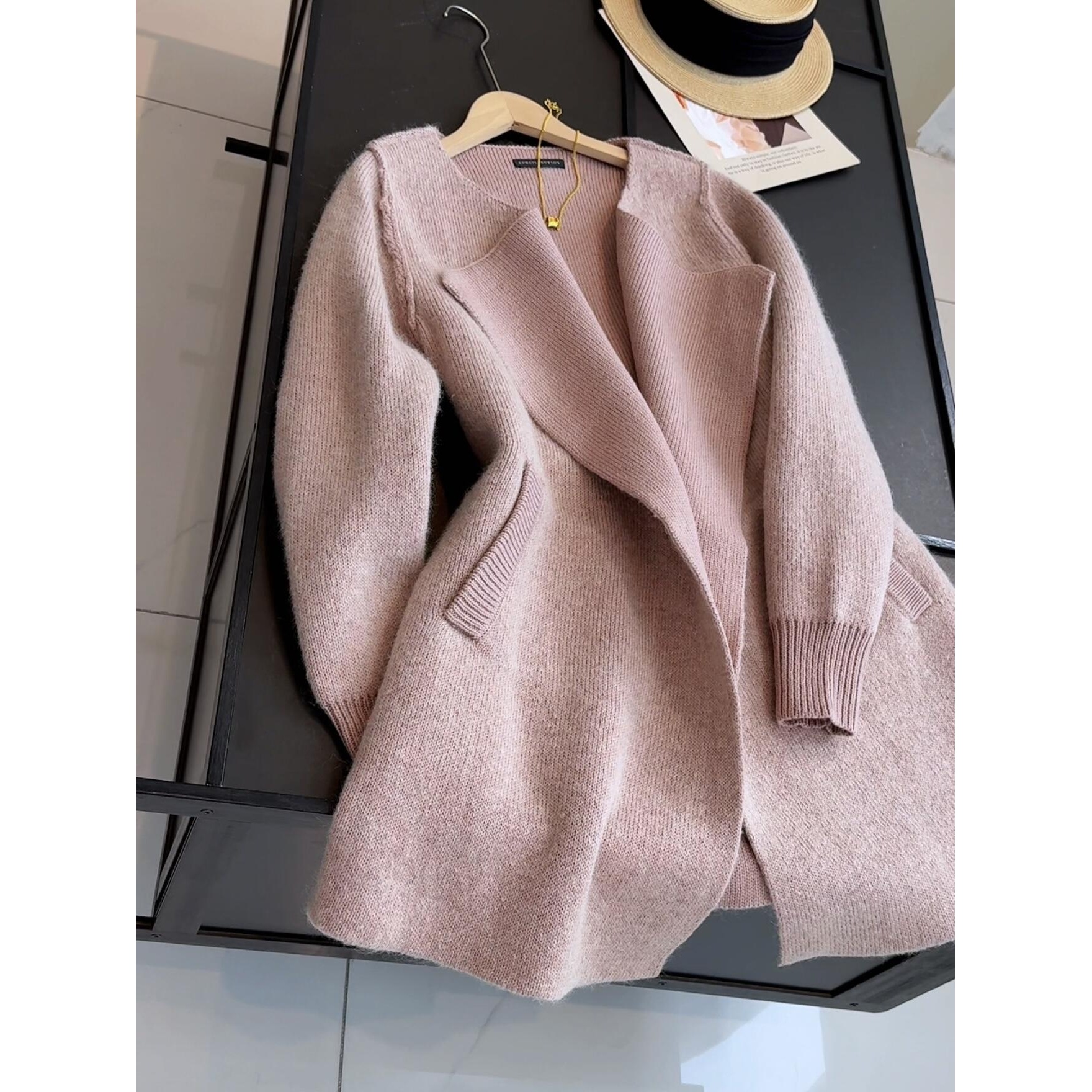 走欧风！秋冬气质保暖高克重混纺开衫长袖针织毛衣翻领外套