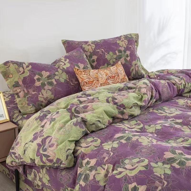 爆款秋冬复古双层纱四件套--风华绝代紫正品高端水洗包邮上档次