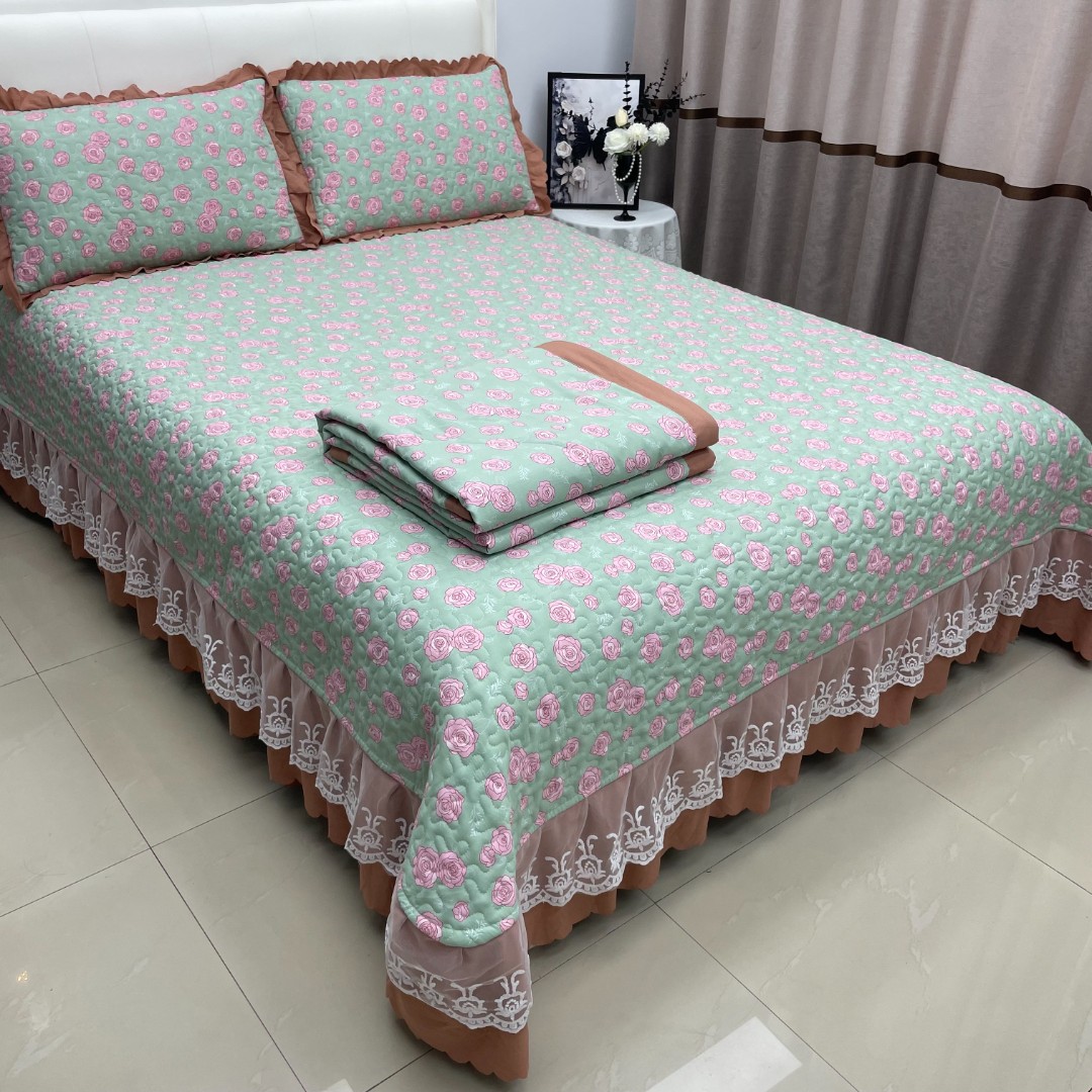 床盖夏被四件套三件套防滑加厚可机洗床盖夏凉被亲肤绗缝四季通用