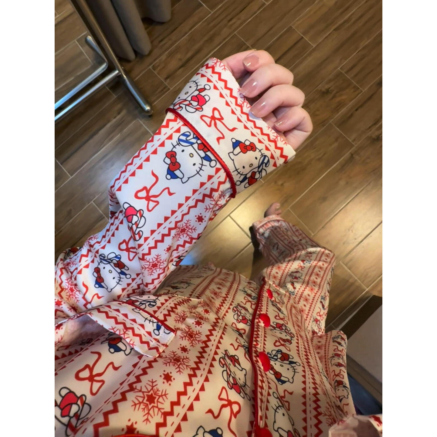 【费尔岛kitty猫】ins甜美少女冰丝睡衣女春秋套装可外穿家居服