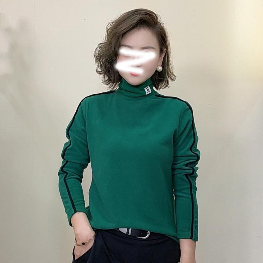 大码双面德绒撞色半高领打底衫女秋冬季新款修身长袖保暖上衣女装