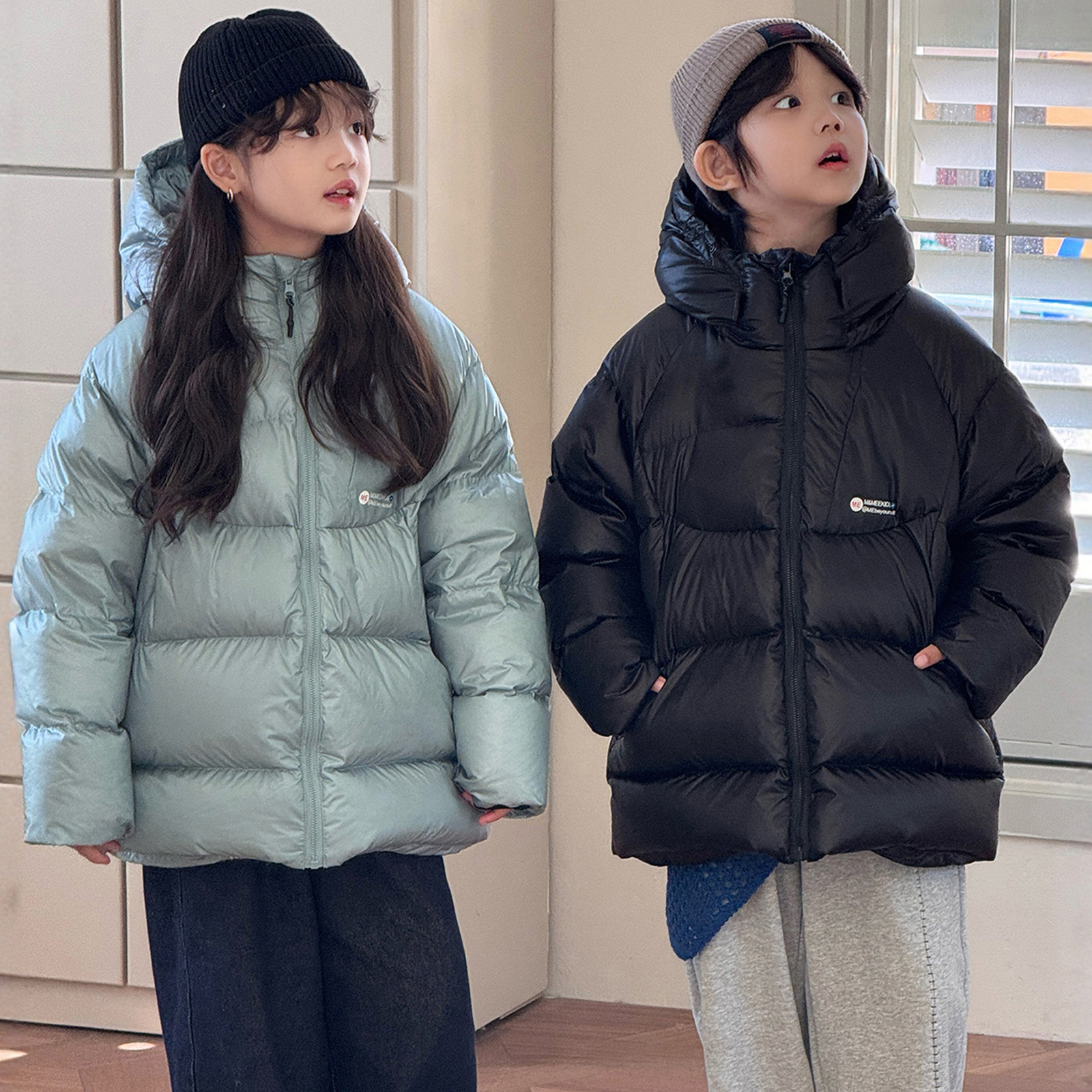 韩版儿童羽绒服2025年冬季新款90白鸭绒男童女童加厚连帽保暖外套