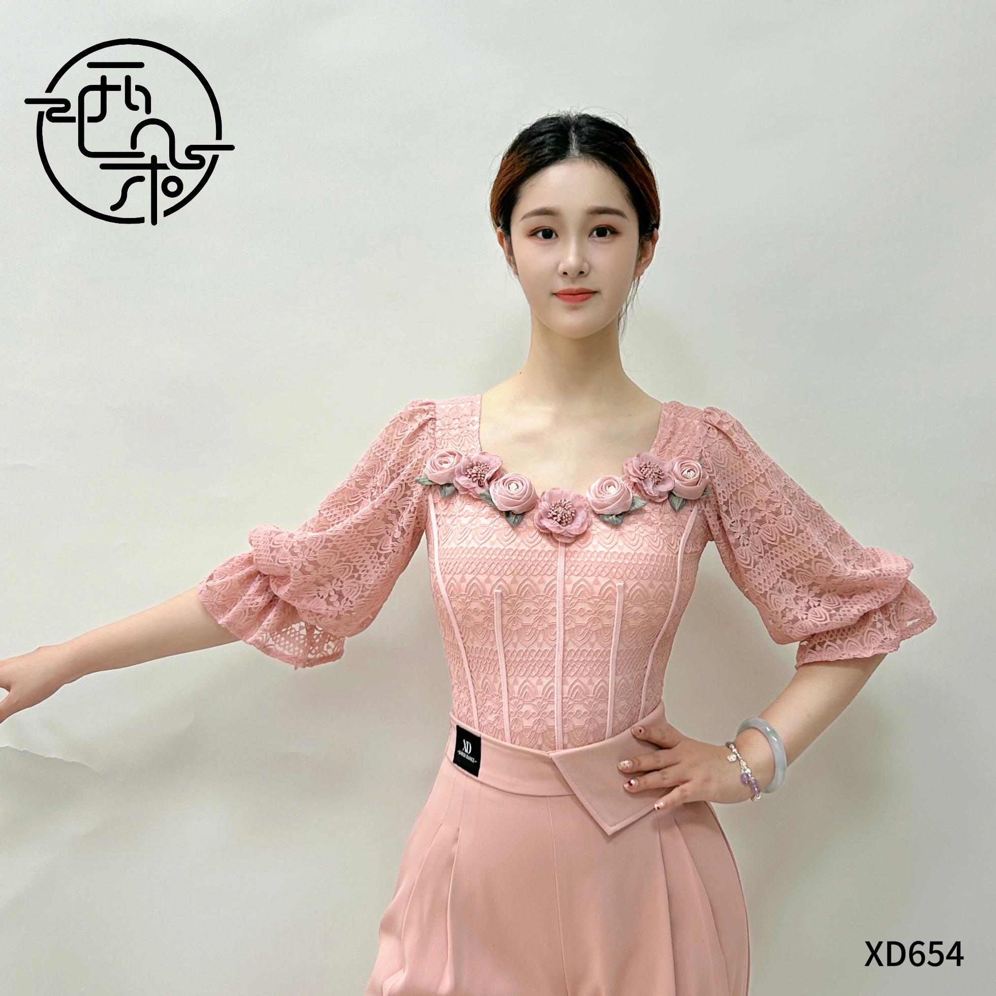 西朵舞服花朵蕾丝新品摩登舞练功服上衣XD654