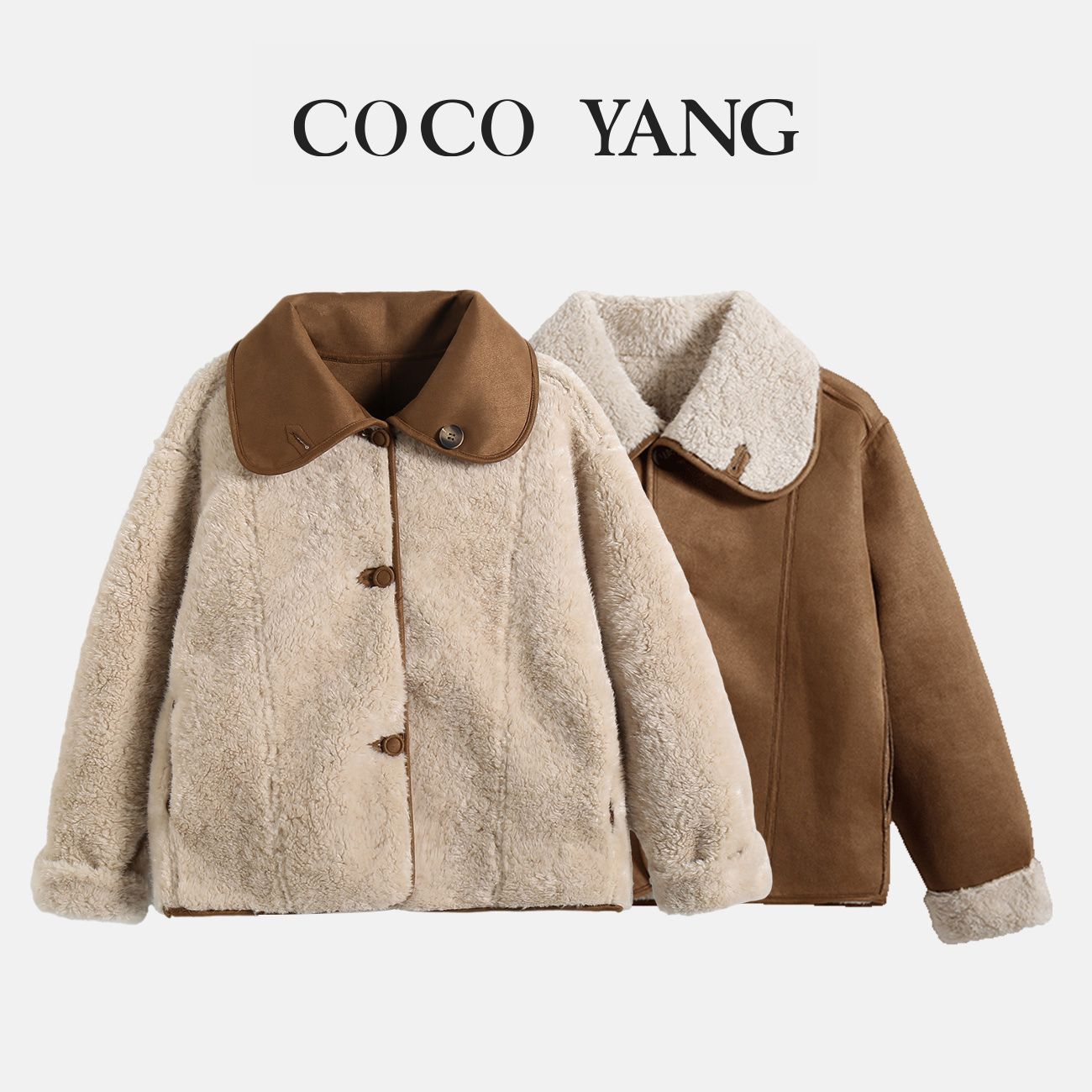 秋冬新款女大童翻领双面穿韩版时尚麂皮绒毛毛亲子外套-SW090