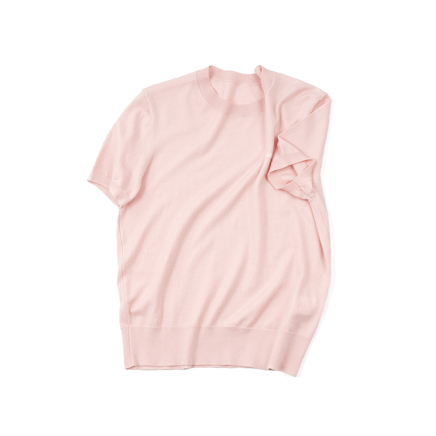 【绣针织短袖】莱赛尔 ZY5ZB0528高级感纯色舒适透气潮流针织短袖