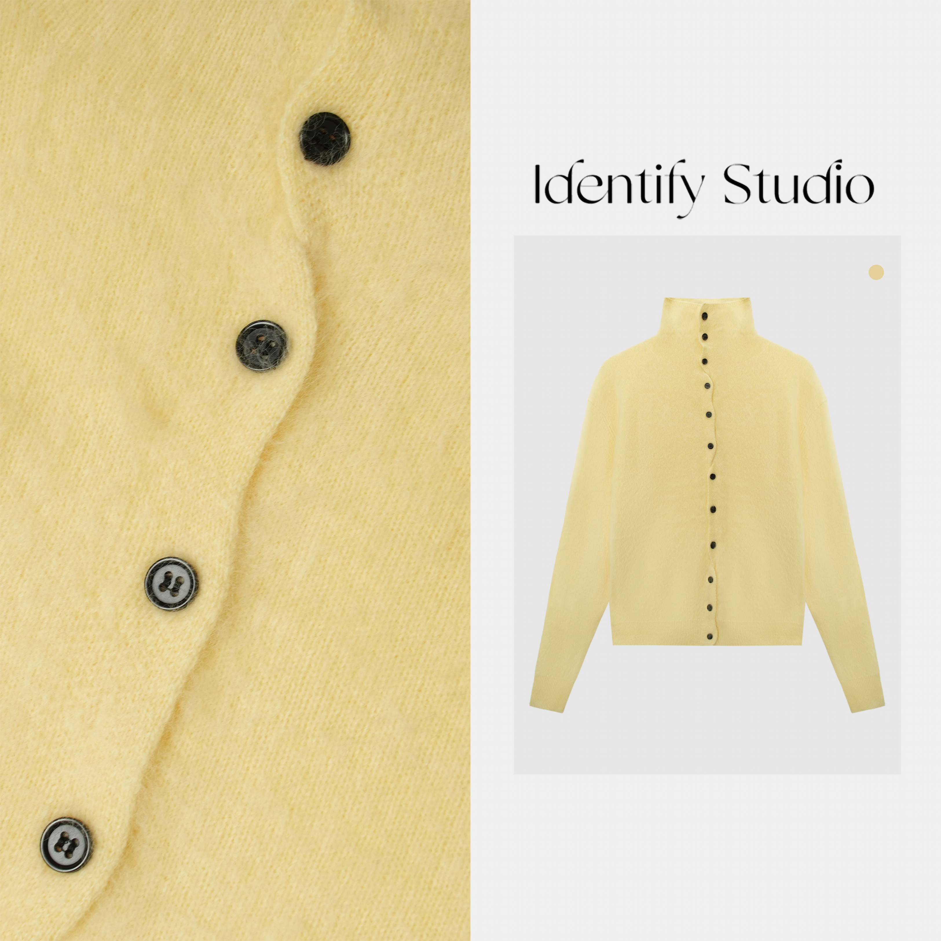 IDENTIFY秋季新款秋冬高领排扣多彩纯色绵羊毛衣上衣25AWG1027105