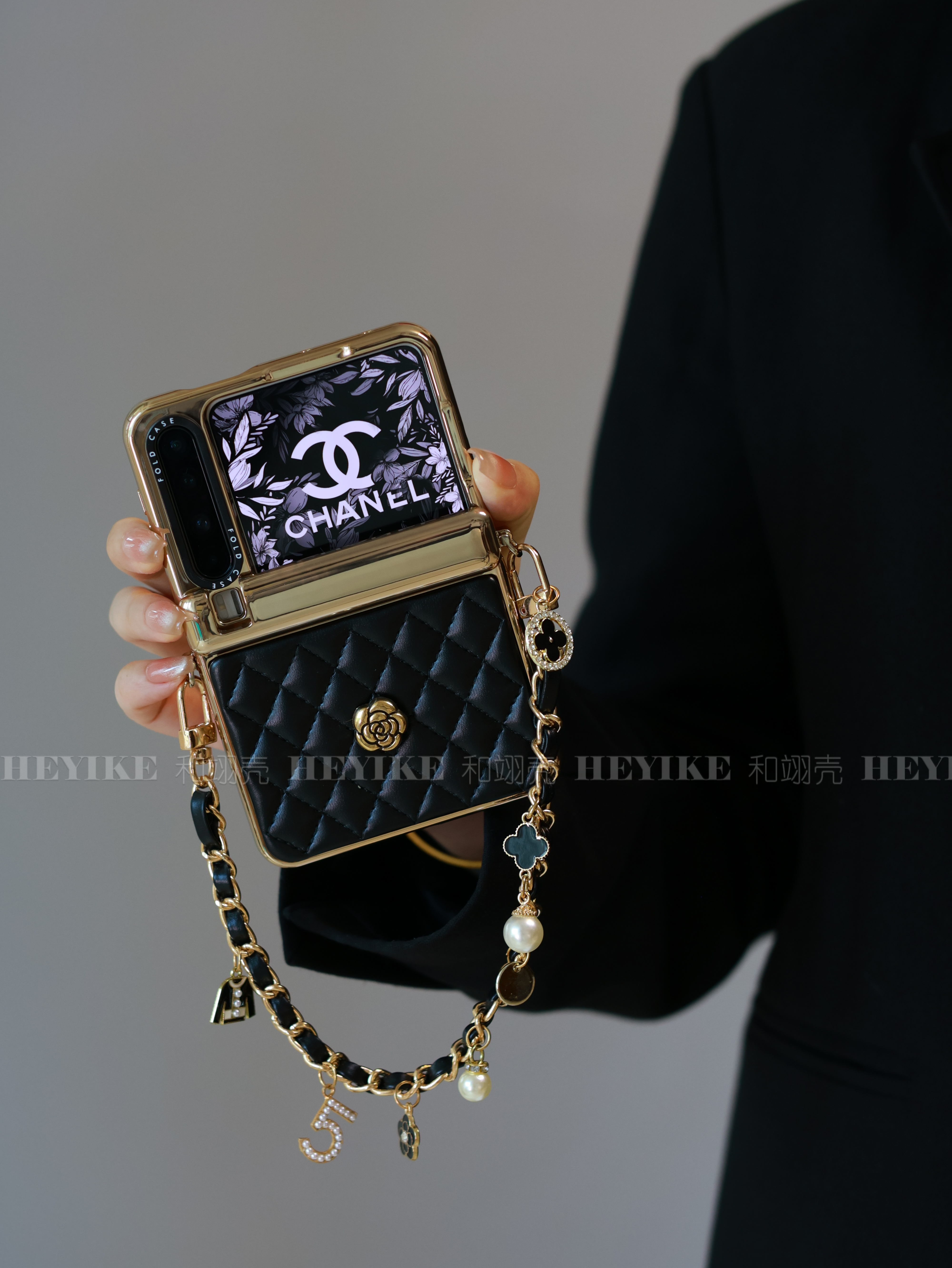 高级感小羊皮山茶花适用华为purax手机壳典藏版mixflip2中轴斜挎