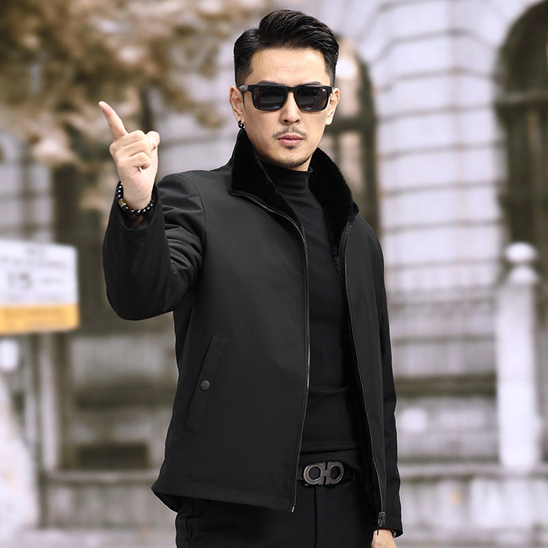 VBA 25132 ZL新款双面穿男士加绒加厚短款休闲夹克中老年爸爸冬装