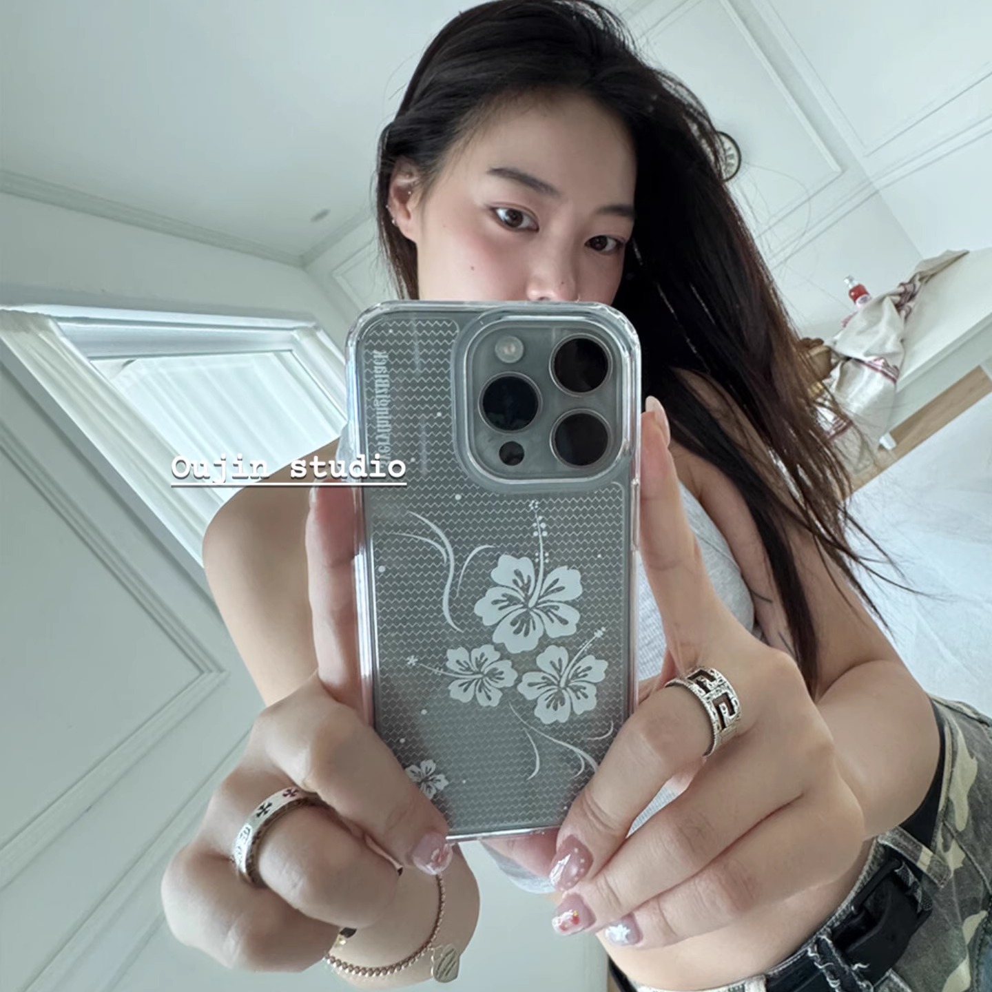 韩系ins风小众温柔气质甜美博主同款扶桑花手机壳iphone17/16prom