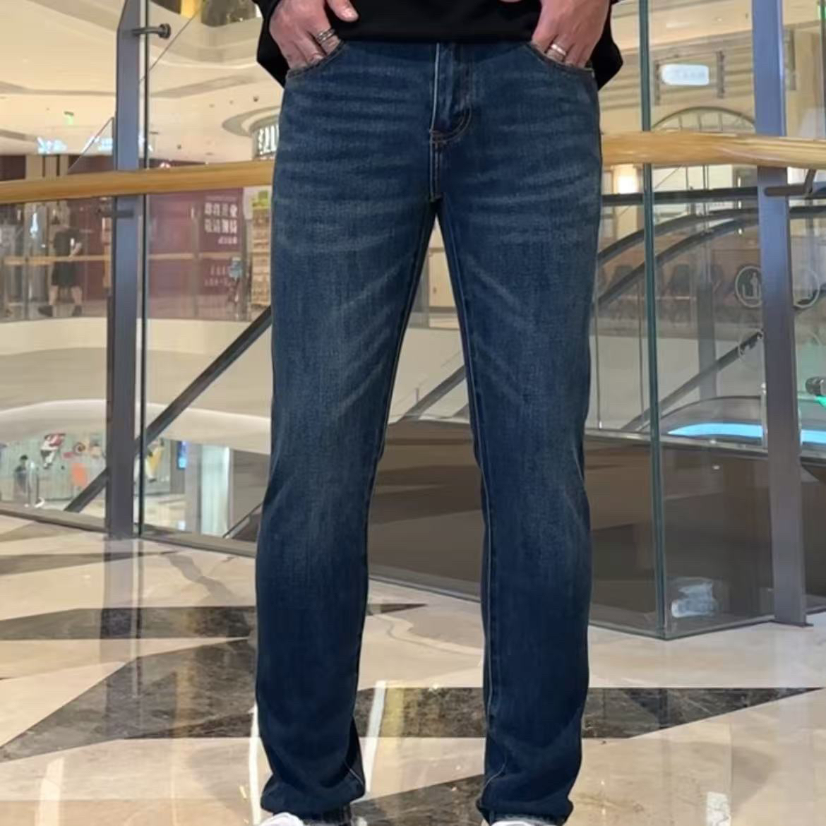 秋季新款男牛仔裤子高端轻奢经典洗水四面弹修身轻奢中腰小脚裤