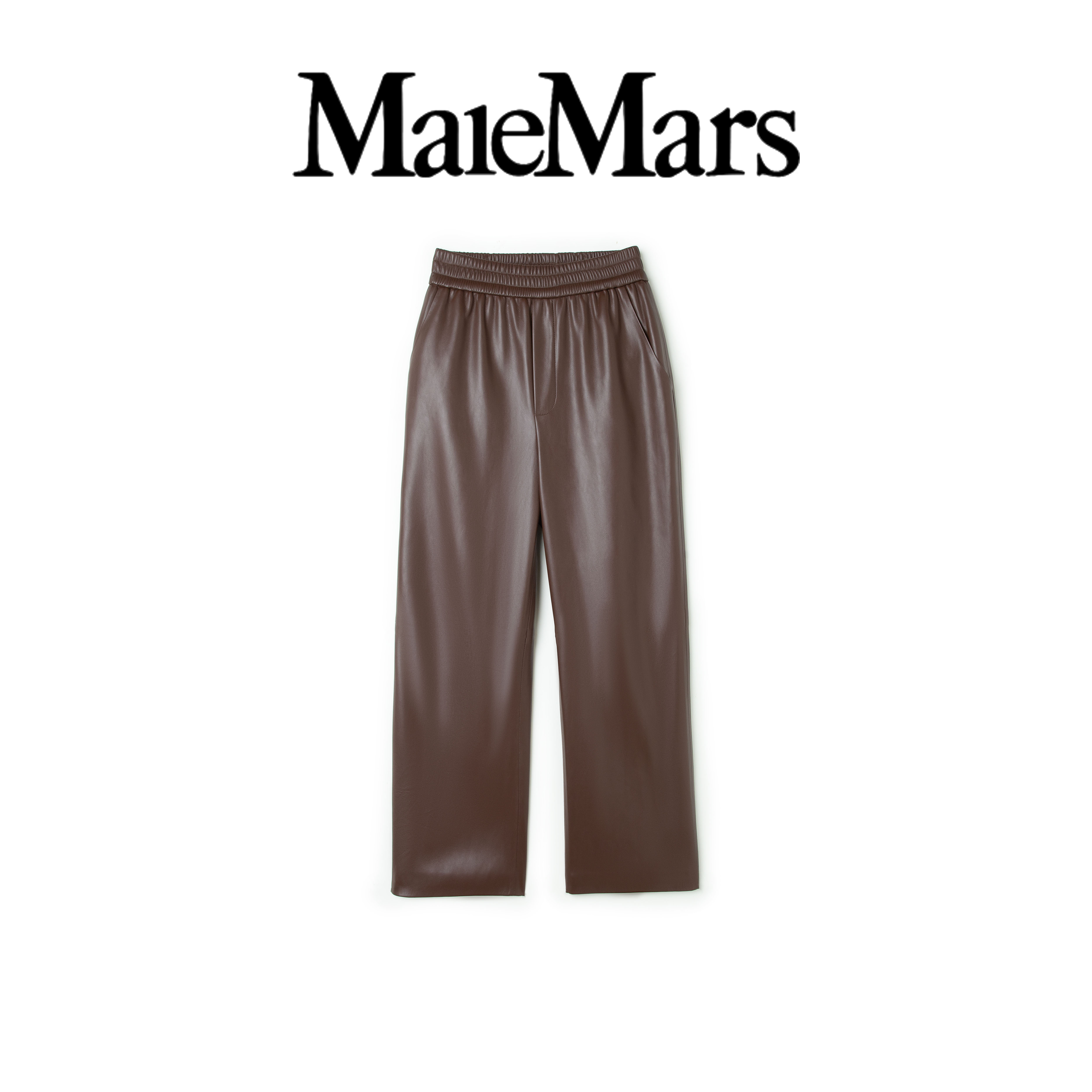 【黑胶爵士】极简风高级质感纹理打褶直筒八分皮裤女休闲百搭长裤