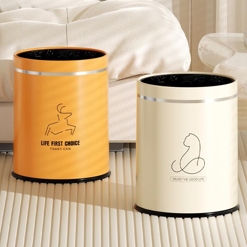 2023高颜值垃圾桶双桶气压吸附套袋垃圾桶家用厨房客厅卫生间无盖