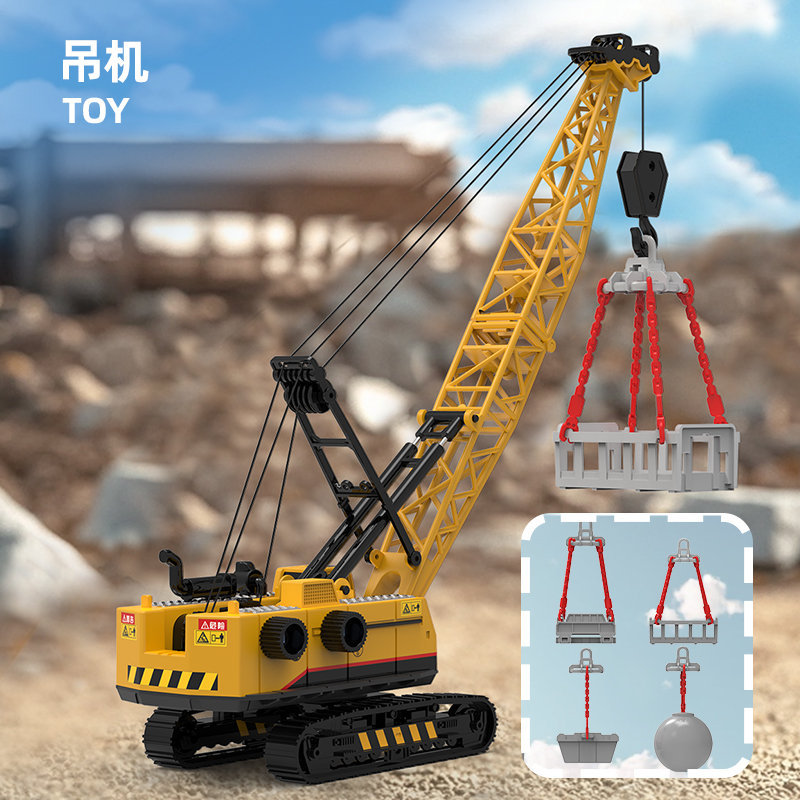 儿童履带大吊车玩具配吊篮可升降重型机械起重机工程车吊机模型