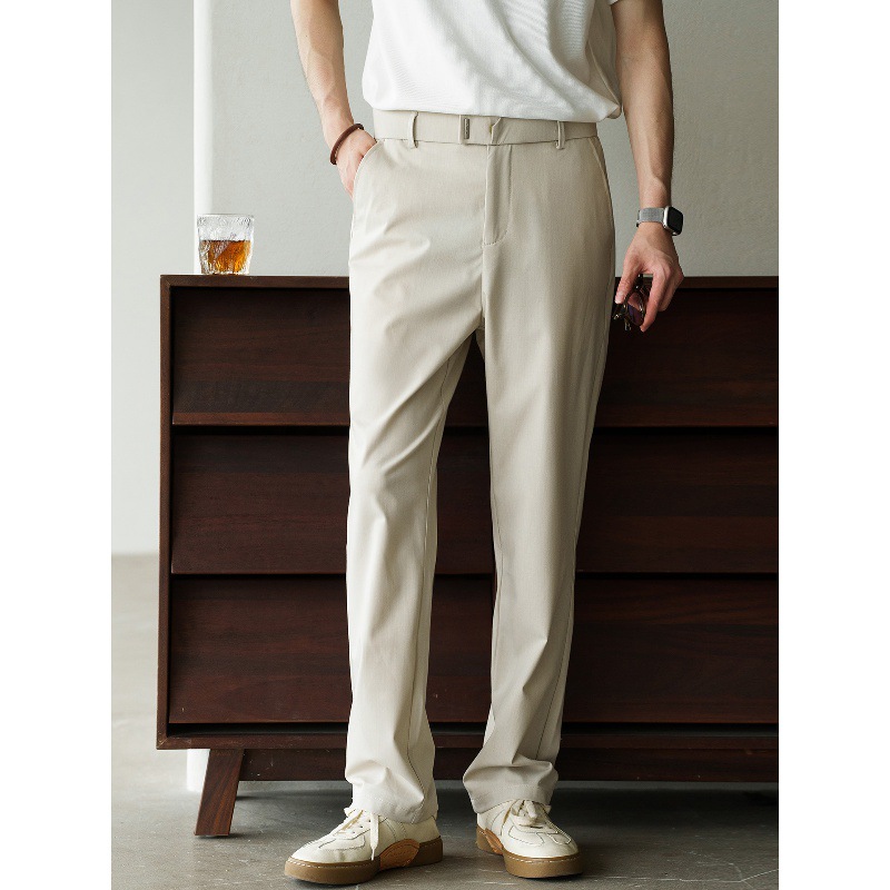 「轻奢新贵风 天丝羊毛」莱赛尔垂感直筒休闲裤男士春夏通勤西裤