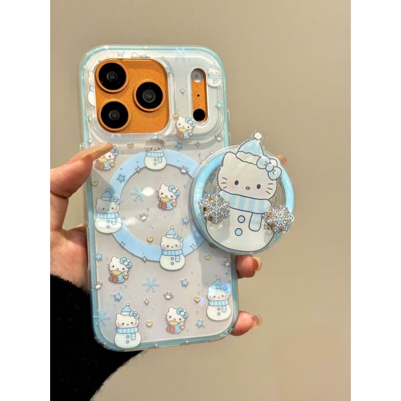 冬季ins可爱雪人猫咪转转适用iphone17promax苹果16p手机壳15新款
