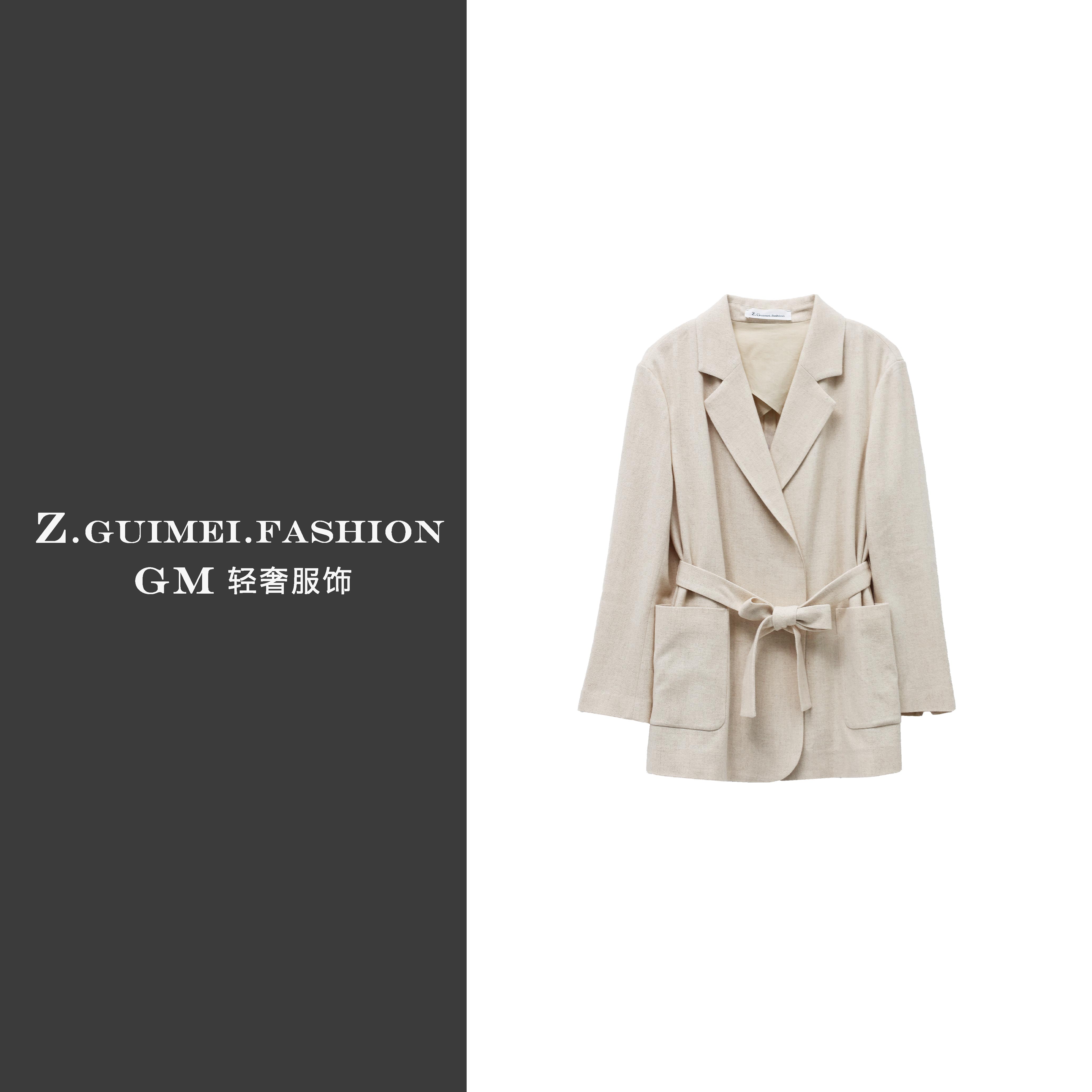 【肆姐高定】外翻领双口袋羊绒带腰带外套X3222