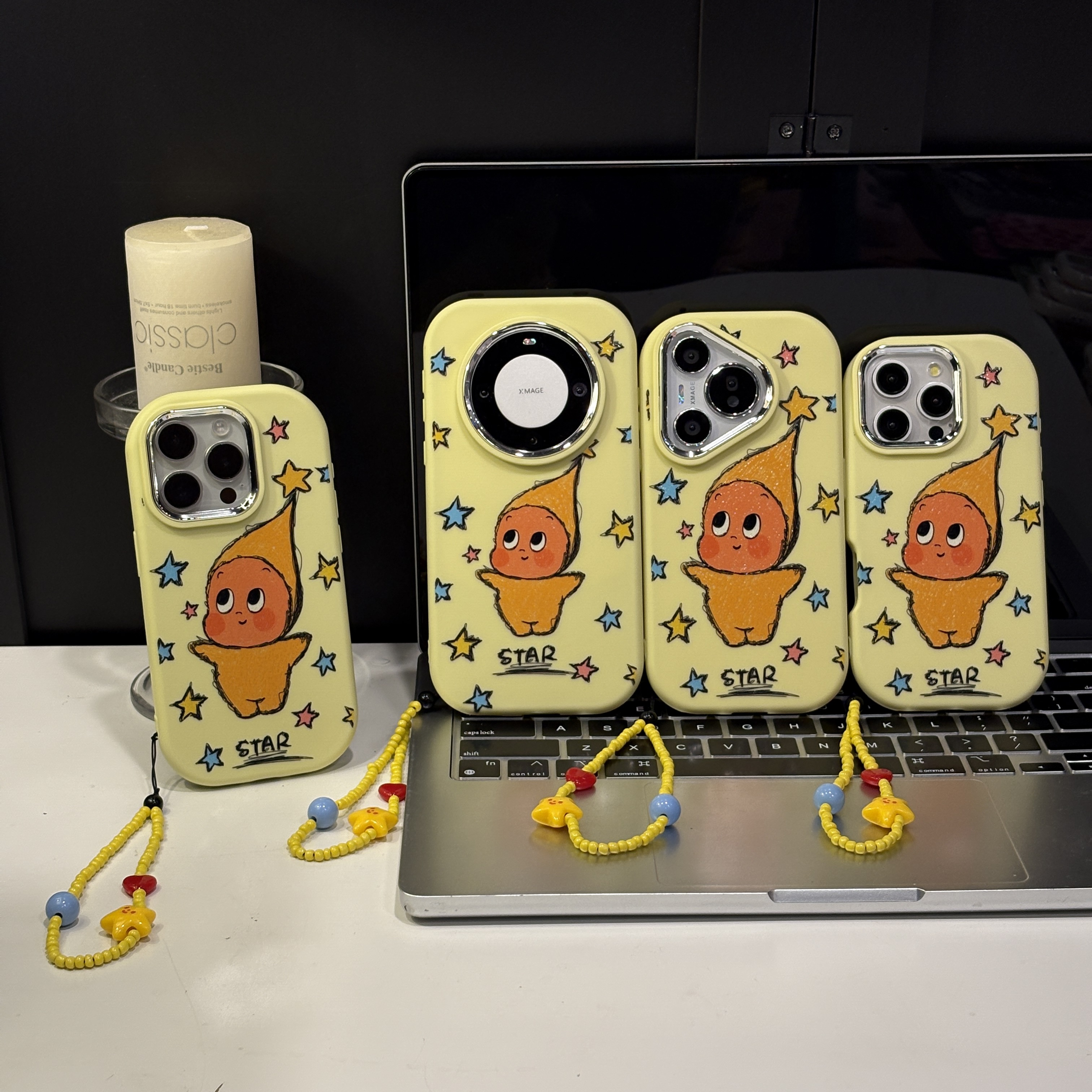 潦草星星人适用苹果17手机壳16pro华为p简约oppo胖墩vivo小米荣耀