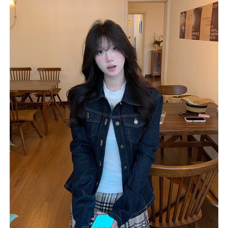 高级感原色牛仔外套女春秋新款美式水洗复古休闲早春穿搭短款上衣