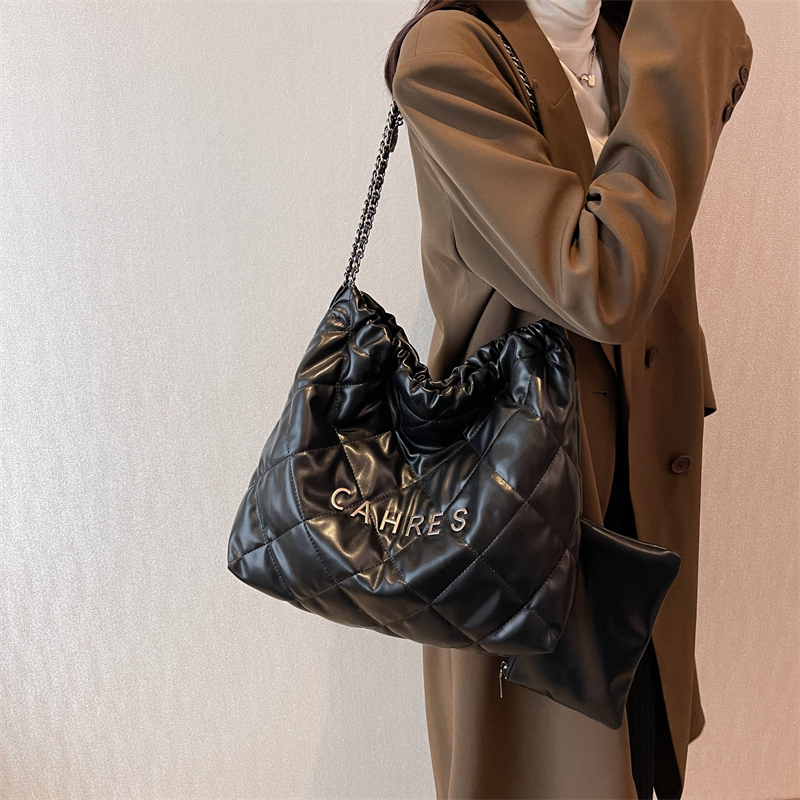 【爆款垃圾袋】小香风菱形格链条款垃圾袋包新款轻奢时尚单肩包F66