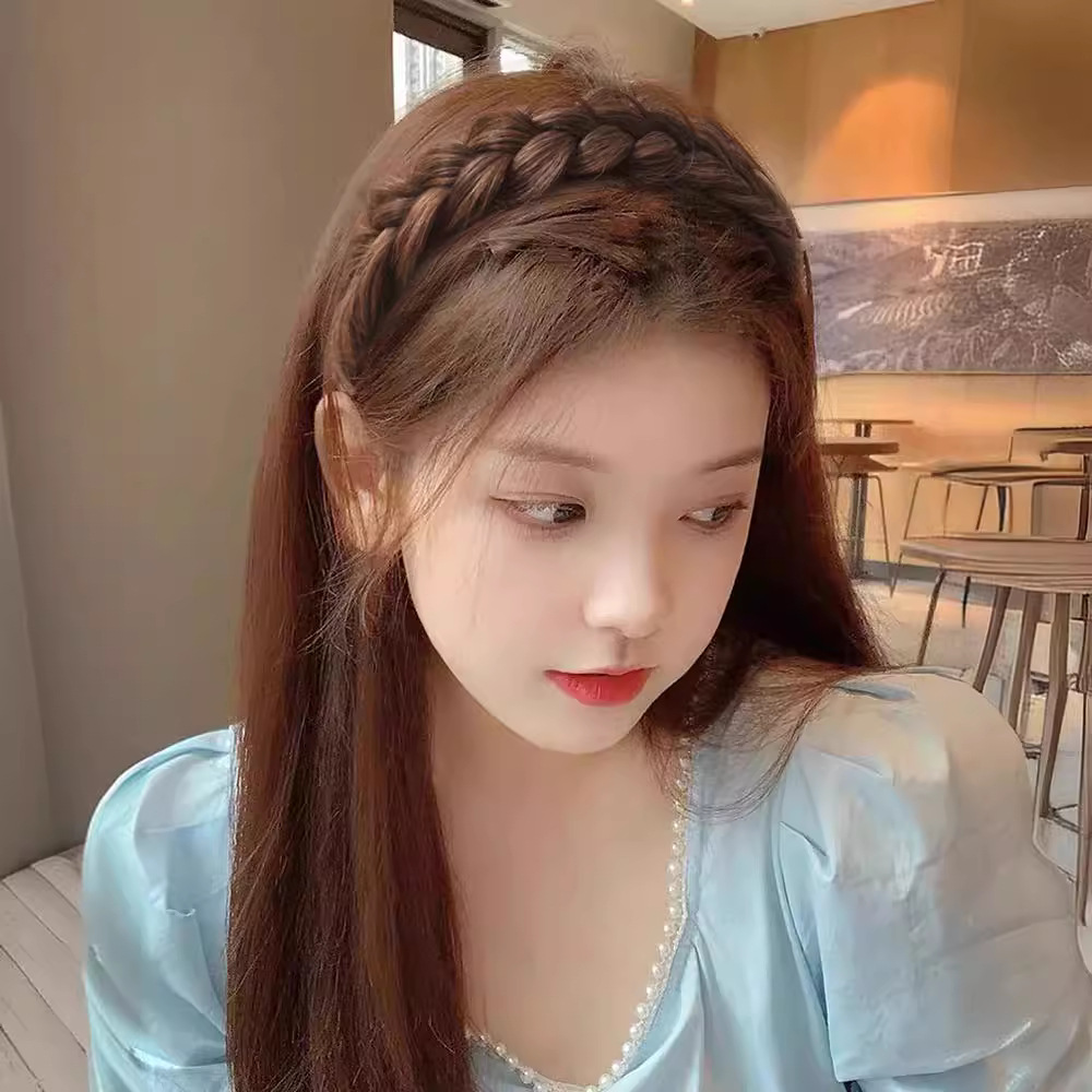 女士葫芦编发假发发箍鱼骨辫麻花辫头箍升级款防滑盘发高温丝短发