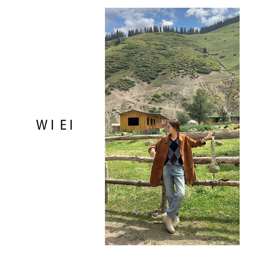 《WI EI》太妃糖*進口小羊皮 复古翻领中长款皮衣外套W25206530