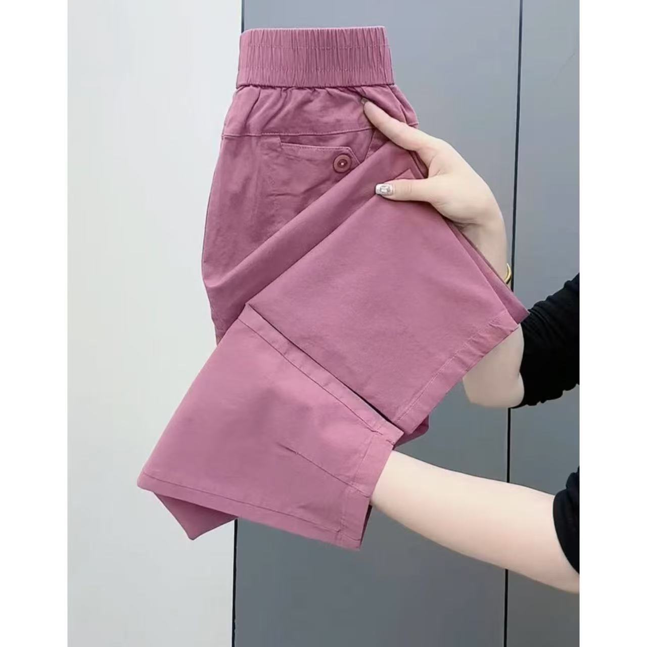 八分百搭休闲裤女2025年夏季新款高腰弹力显宽松小个子九分哈伦裤