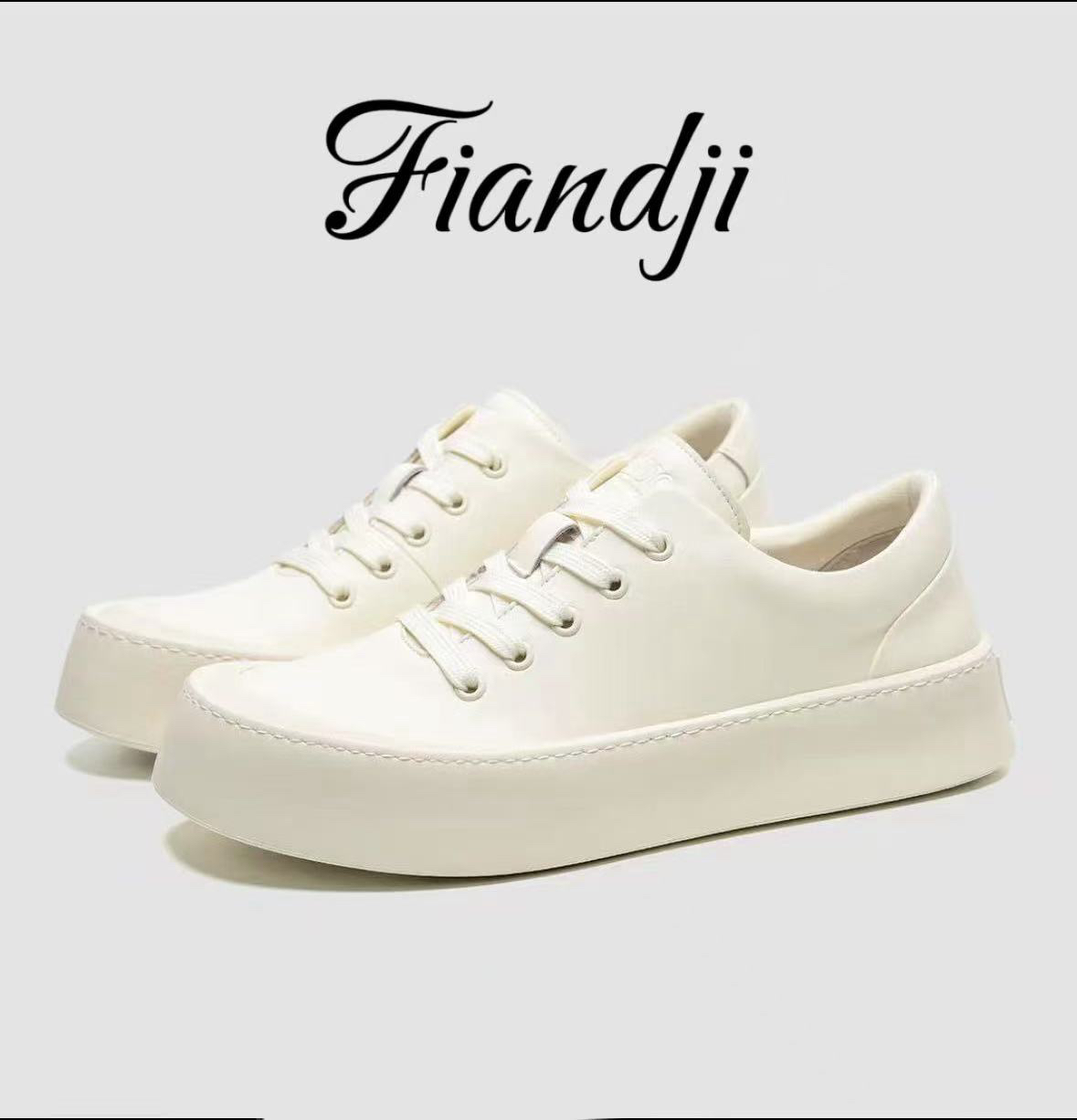 【FIANDJI】休闲百搭头层牛皮小白鞋休闲板鞋开车干净运动平底