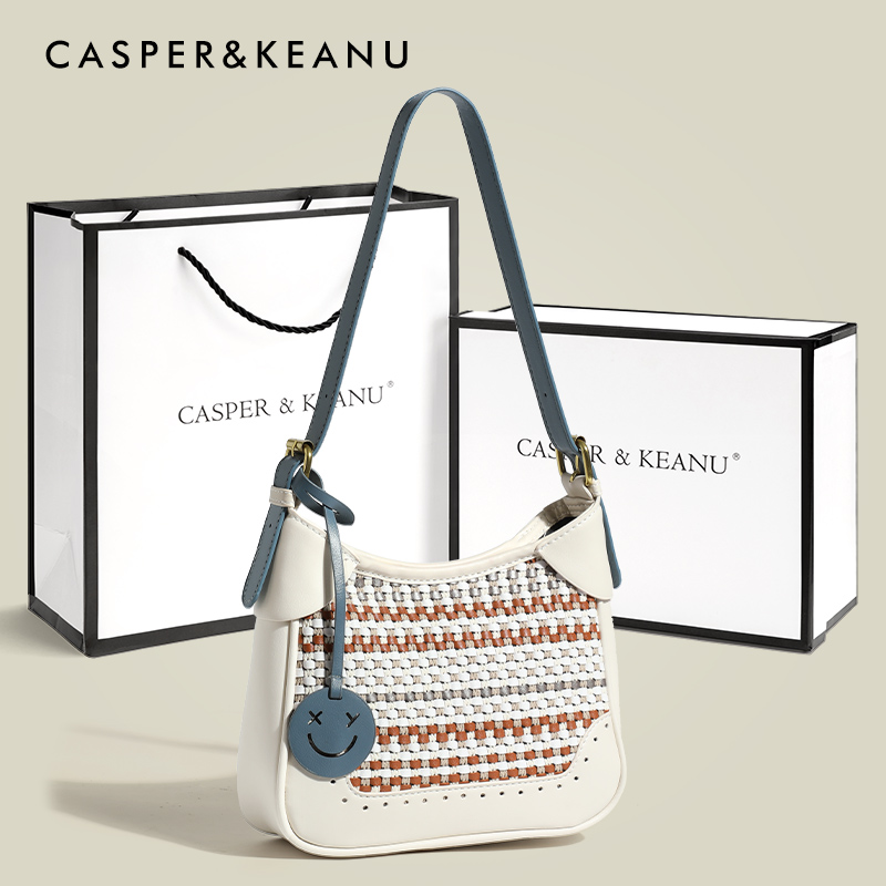 CASPER&KEANU原创夏天通勤编织包2025新款高级感通勤单肩斜挎包女