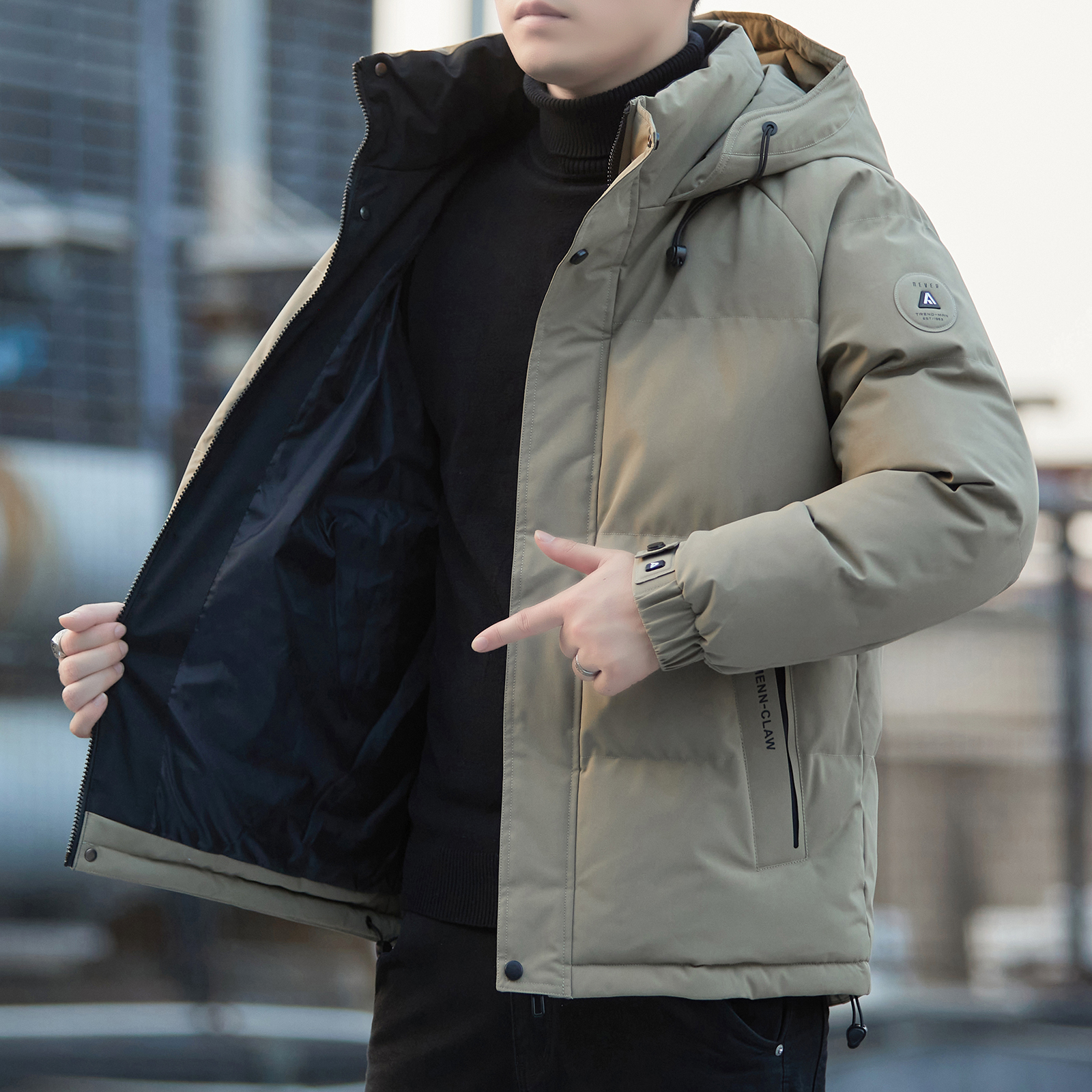 WASSUP ADER男士休闲连帽棉衣2025冬季新款加厚保暖棉服上衣外套