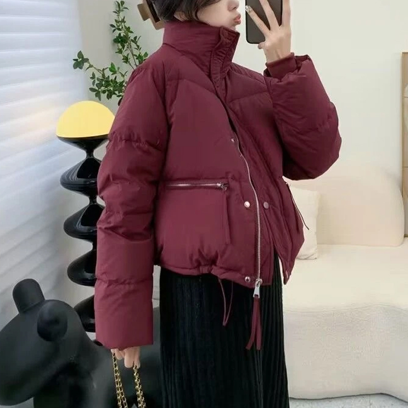 新款韩版短款休闲上衣2025冬季时尚时髦风格棉服女显瘦设计感百搭