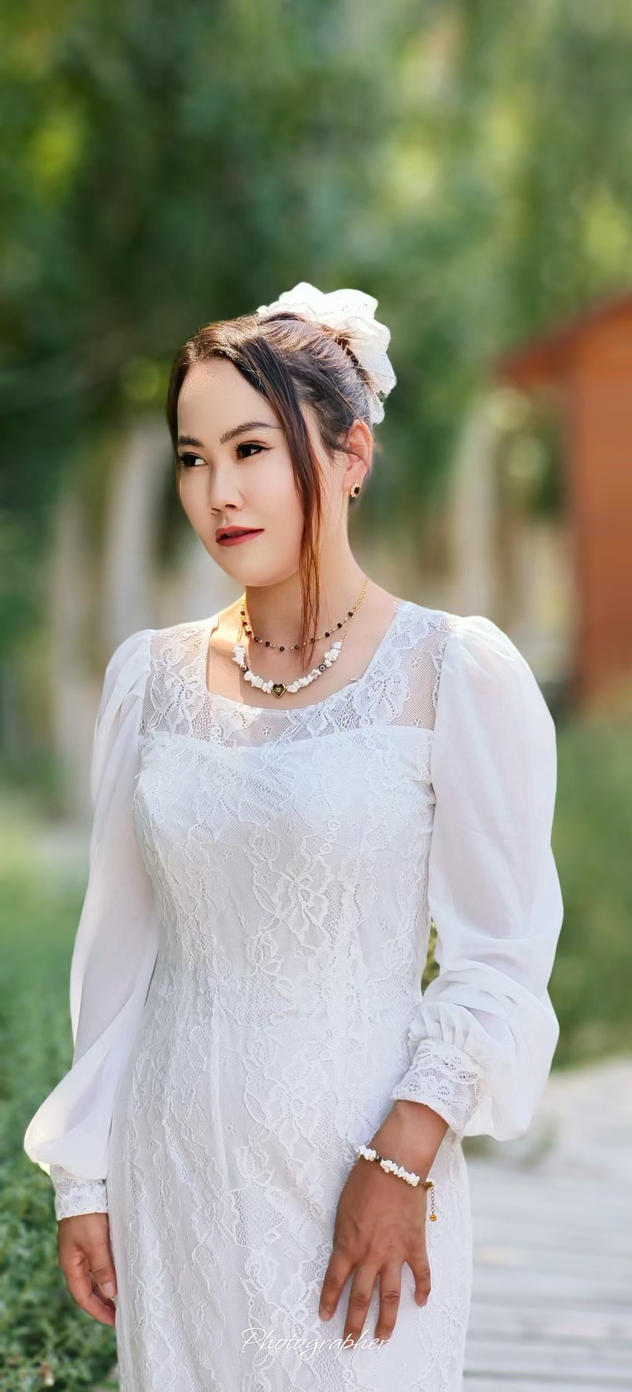 春秋新款女中长款白色蕾丝方领长袖包臀连衣裙
