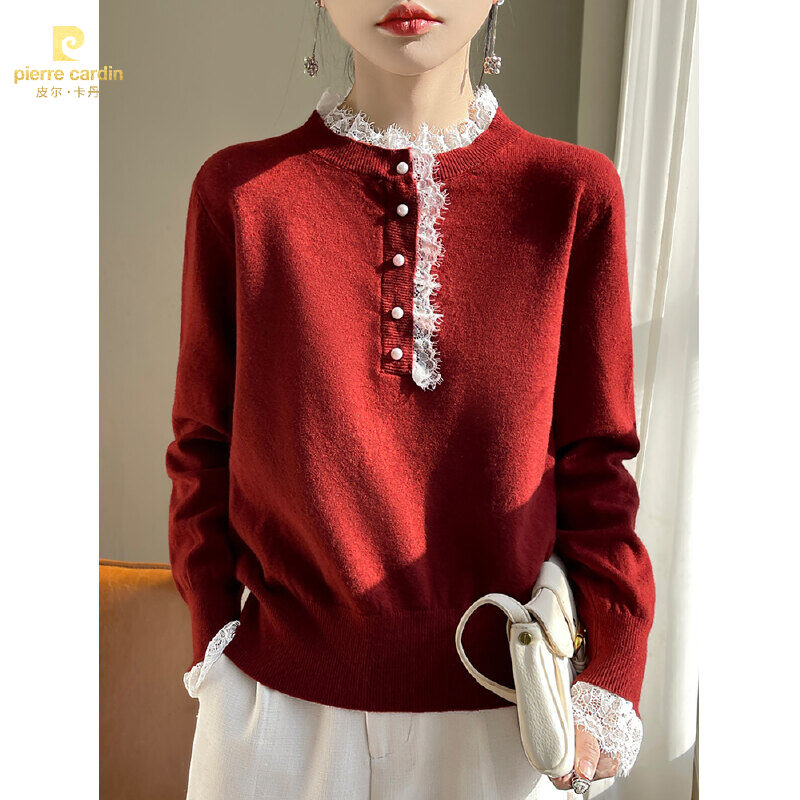 皮尔卡丹秋冬女款流行雪纺衫洋气高级感遮肉纯欲风网纱时尚爆款高